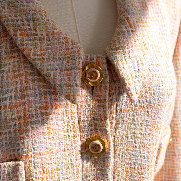 Chanel Vintage Cruise 1994 Multicolor Pastel Pink Orange 94C Tweed Jacket - Picture 10 of 16